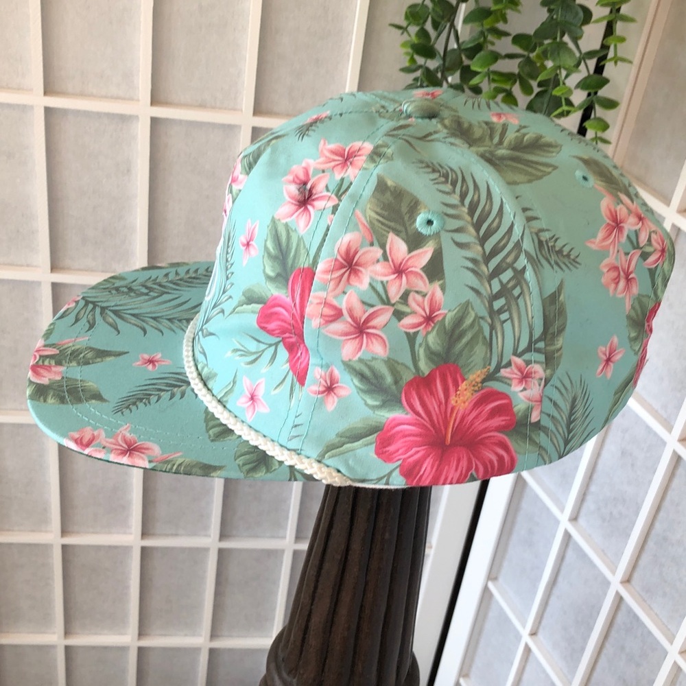 New Women's Imperial Adjustable Baseball Hat in Mint Green with Tropical Print - Picture 2 of 9